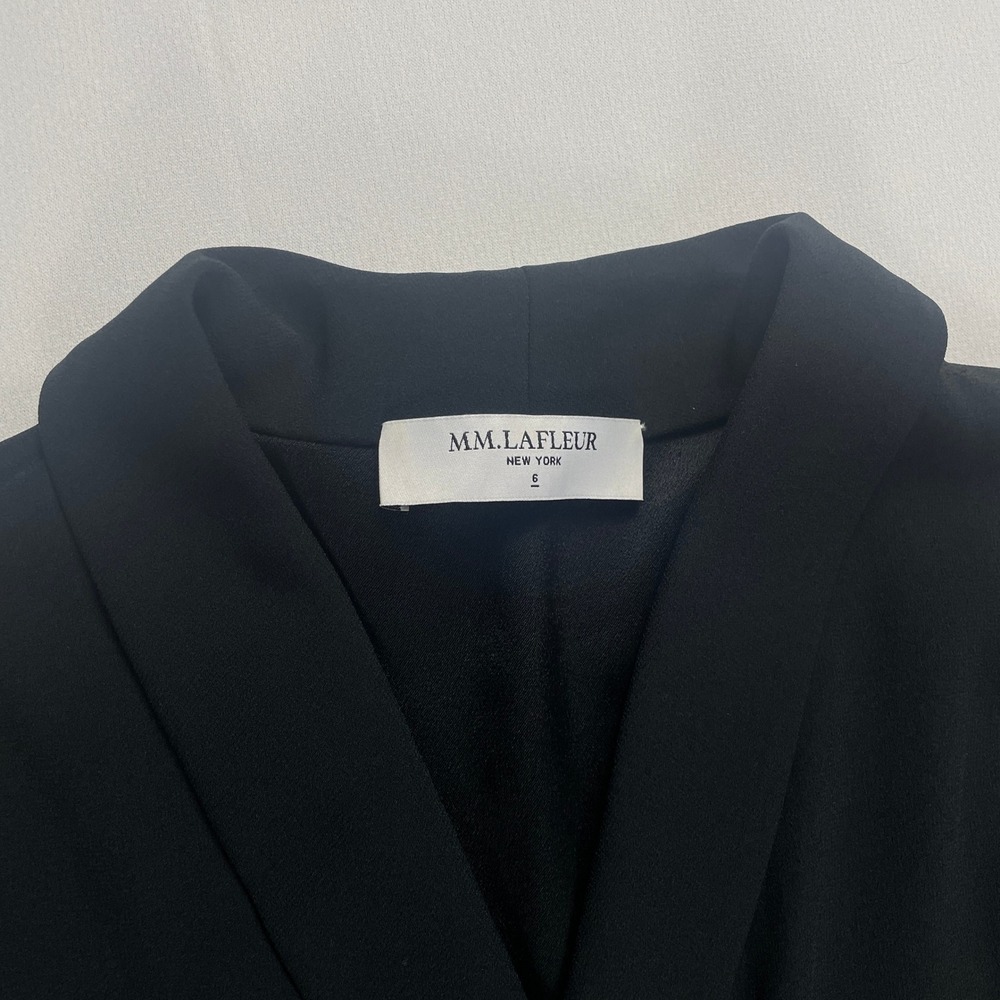 MM La Fleur Tory Dress Faux Wrap Office Black Size 6 - Picture 5 of 9